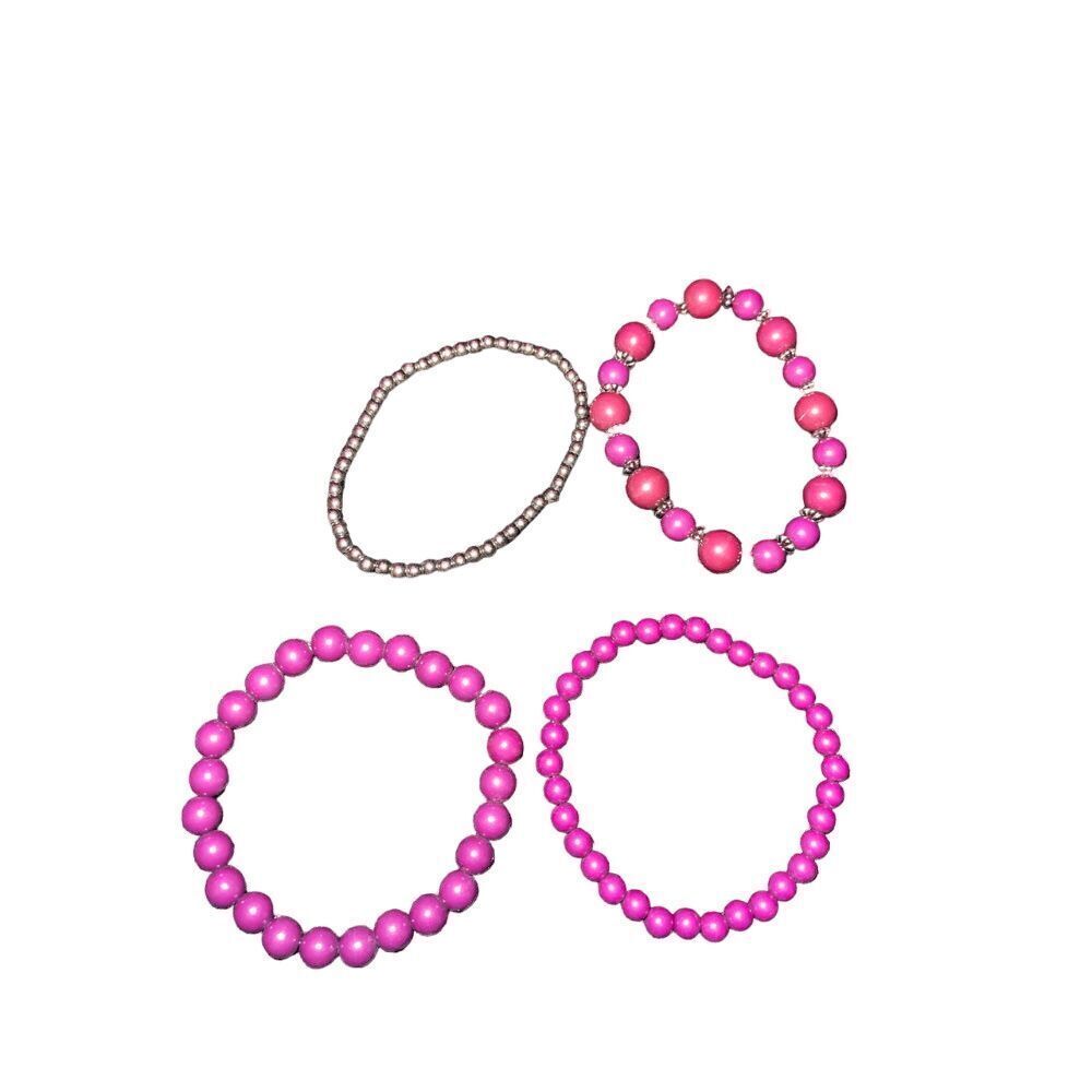 Vibrant Purple Beaded Bracelet Set Elastic Stretch Jewelry Accessories R-16 - Picture 2 of 2